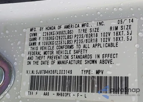 2015 Acura Rdx z USA, uszkodzony, nr VIN 5J8TB4H36FL003149